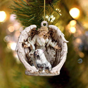 French Bulldog-1-Angel Hug Winter Love Two Sided Ornament - Thegiftio UK