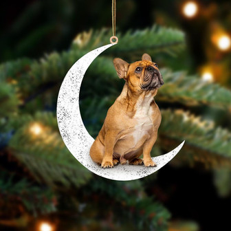 French Bulldog 1-Sit On The Moon-Two Sided Ornament - Thegiftio