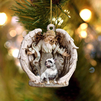 French Bulldog-2-Angel Hug Winter Love Two Sided Ornament - Thegiftio UK