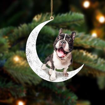 French Bulldog 2-Sit On The Moon-Two Sided Ornament - Thegiftio UK