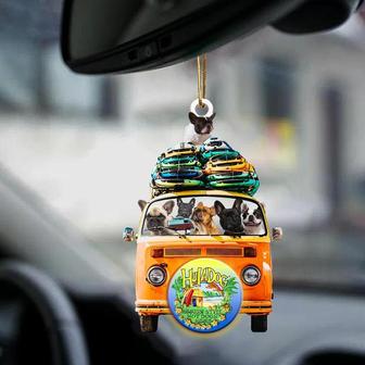 French Bulldog-Orange Hippie Van-Two Sided Ornament - Thegiftio UK