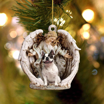 French Bulldog(6)-Angel Hug Winter Love Two Sided Ornament - Thegiftio UK