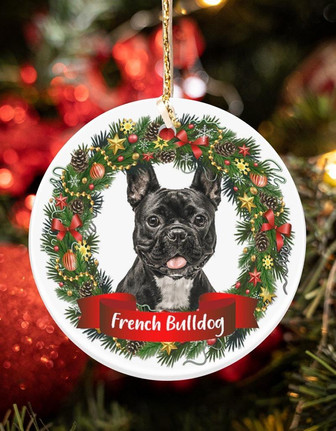 Frenchie-Noel Circle-Two Sided Ornament - Thegiftio UK