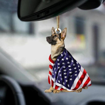German Shepherd American Patriot Flag Two Sided Ornament - Thegiftio