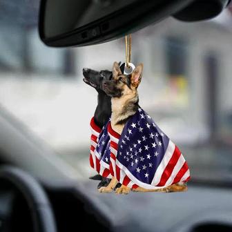 German Shepherd Dogs American Patriot Flag Two Sided Ornament - Thegiftio UK