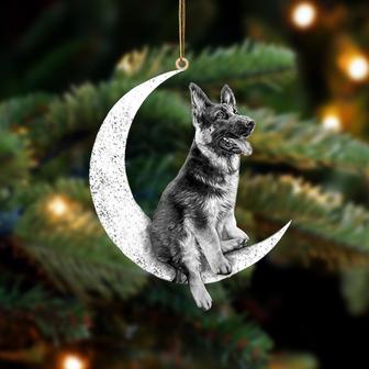 German shepherd-Sit On The Moon-Two Sided Ornament - Thegiftio UK