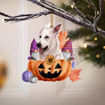 German Shepherd White-Gnomes Pumpkins Hanging Ornament - Thegiftio UK