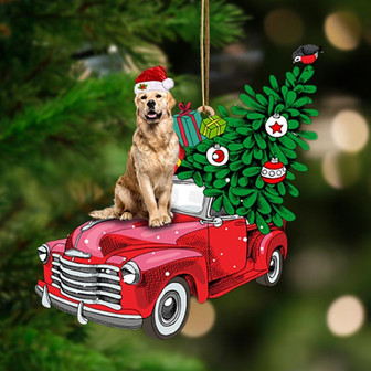 Golden Retriever 2-Pine Truck Hanging Ornament - Thegiftio UK