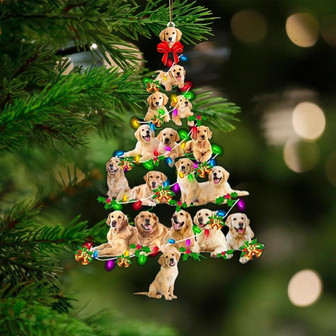 Golden Retriever-Christmas Tree Lights-Two Sided Ornament - Thegiftio UK