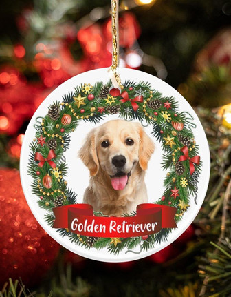Golden Retriever-Noel Circle-Two Sided Ornament - Thegiftio UK