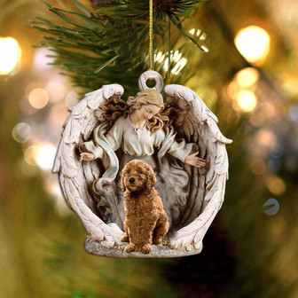 Goldendoodle-Angel Hug Winter Love Two Sided Ornament - Thegiftio UK
