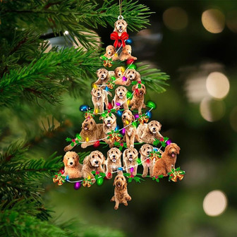 Goldendoodle-Christmas Tree Lights-Two Sided Ornament - Thegiftio UK