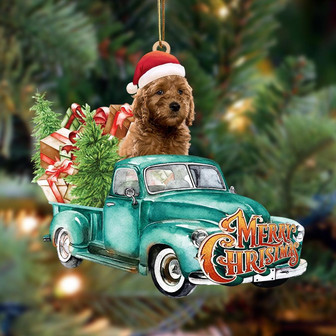 Goldendoodle-Green Truck Hanging Ornament - Thegiftio UK
