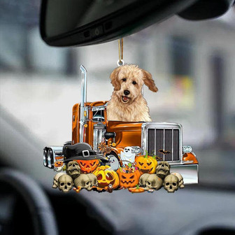 Goldendoodle-Pumpkin & Truck Car Hanging Ornament - Thegiftio UK