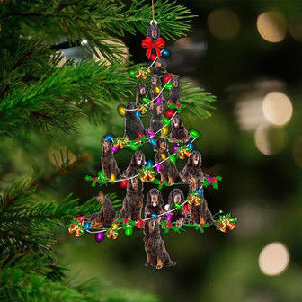 Gordon setter-Christmas Tree Lights-Two Sided Ornament - Thegiftio UK