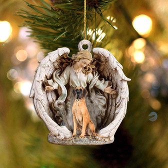Great Dane (4)-Angel Hug Winter Love Two Sided Ornament - Thegiftio UK