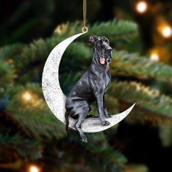 Great dane-Sit On The Moon-Two Sided Ornament - Thegiftio UK