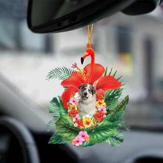 Great Pyrenees-Dog And Flamingo-Two Sided Ornament - Thegiftio UK