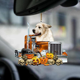 Great Pyrenees-Pumpkin & Truck Car Hanging Ornament - Thegiftio UK