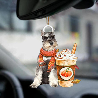 GREY Miniature Schnauzer-Pumpkin Spice Kinda-Two Sided Ornament - Thegiftio UK