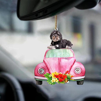 Havanese-Pink Hippie Car-Two Sided Ornament - Thegiftio UK