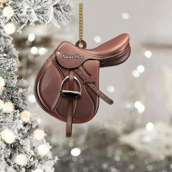 Horse Saddle, Personalized Name Flat Ornament For Horse Lovers, Cowboy Cowgirl, Acrylic and Two Sides Printed - Thegiftio UK