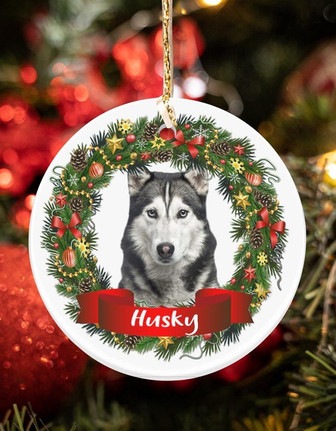Husky-Noel Circle-Two Sided Ornament - Thegiftio UK