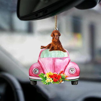 Irish Setter 2-Pink Hippie Car-Two Sided Ornament - Thegiftio UK