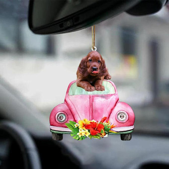Irish Setter-Pink Hippie Car-Two Sided Ornament - Thegiftio UK