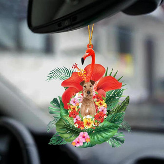 Irish Terrier-Dog And Flamingo-Two Sided Ornament - Thegiftio
