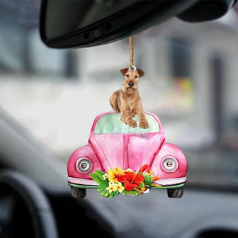 Irish Terrier-Pink Hippie Car-Two Sided Ornament - Thegiftio UK