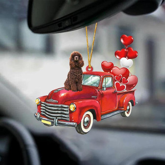 Irish Water Spaniel-Red Sports car-Two Sided Ornament - Thegiftio