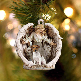 Jack Russell Terrier (8)-Angel Hug Winter Love Two Sided Ornament - Thegiftio UK