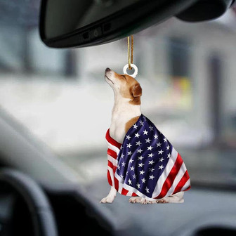 Jack Russell Terrier American Patriot Flag Two Sided Ornament - Thegiftio
