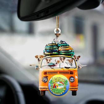 Jack Russell Terrier-Orange Hippie Van-Two Sided Ornament - Thegiftio UK
