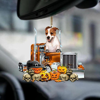 Jack Russell Terrier-Pumpkin & Truck Car Hanging Ornament - Thegiftio UK