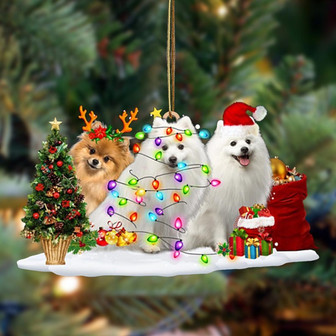 Japanese Spitz-Christmas Dog Friends Hanging Ornament - Thegiftio