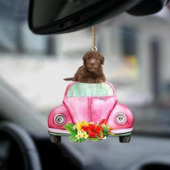 Labradoodle 2-Pink Hippie Car-Two Sided Ornament - Thegiftio UK