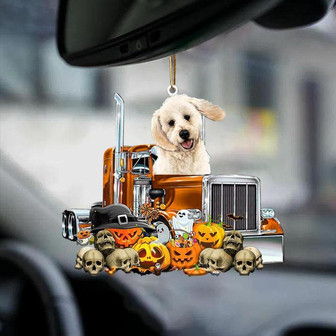 Labradoodle-Pumpkin & Truck Car Hanging Ornament - Thegiftio UK