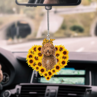 Labradoodle-Sunflower Heart gift Car Ornament - Thegiftio