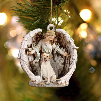 Labrador 1-Angel Hug Winter Love Two Sided Ornament - Thegiftio UK