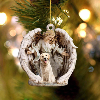 Labrador 3-Angel Hug Winter Love Two Sided Ornament - Thegiftio UK