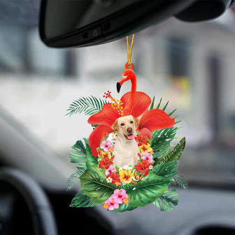 Labrador Retriever 2-Dog And Flamingo-Two Sided Ornament - Thegiftio UK