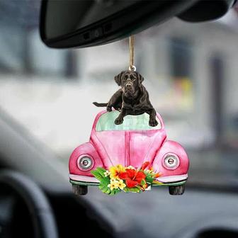 Labrador Retriever 2-Pink Hippie Car-Two Sided Ornament - Thegiftio UK
