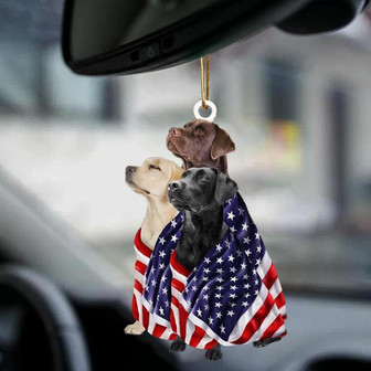 Labrador Retriever Dogs American Patriot Flag Two Sided Ornament - Thegiftio