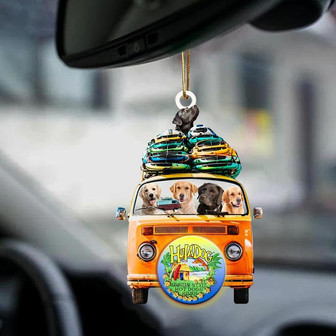 Labrador Retriever-Orange Hippie Van-Two Sided Ornament - Thegiftio UK