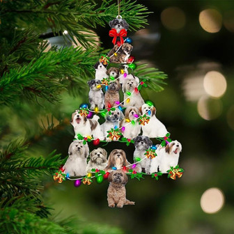 Lhasa Apso-Christmas Tree Lights-Two Sided Ornament - Thegiftio UK