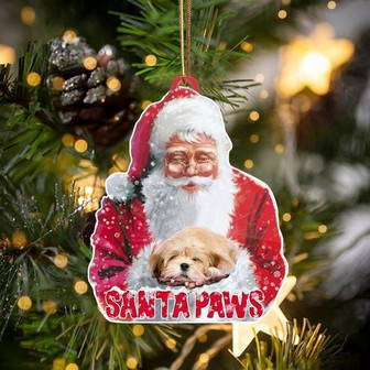 Lhasa Apso-Santa Paws-Two Sided Ornament - Thegiftio UK