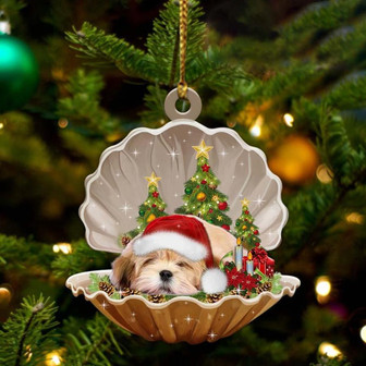 Lhasa Apso3-Sleeping Pearl in Christmas Two Sided Ornament - Thegiftio UK