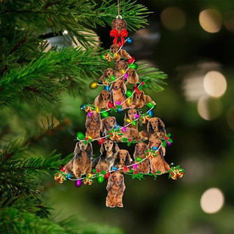 Long haired Dachshund-Christmas Tree Lights-Two Sided Ornament - Thegiftio UK